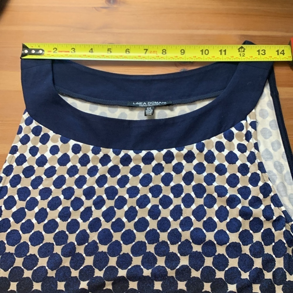 Linea Domani Navy and Beige Sleeveless Summer Dress, Stretch, Lightweight - Picture 8 of 9